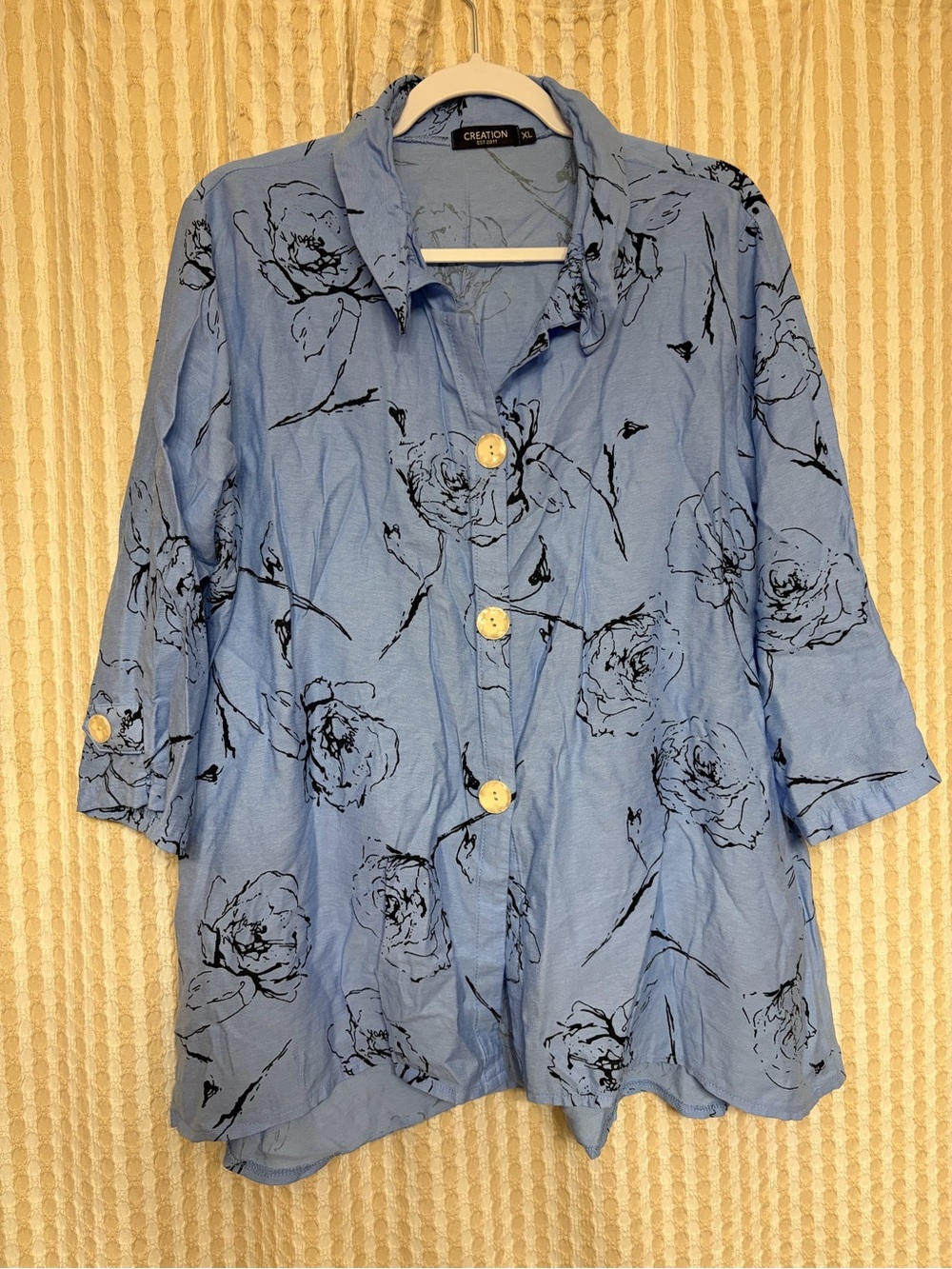 Light Blue Floral Button-Front Women’s Top